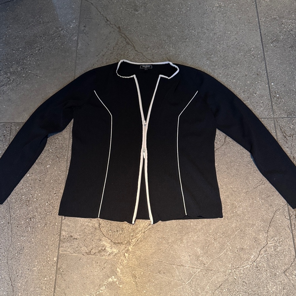 Rina Rossi Black Knit Top with White Trim